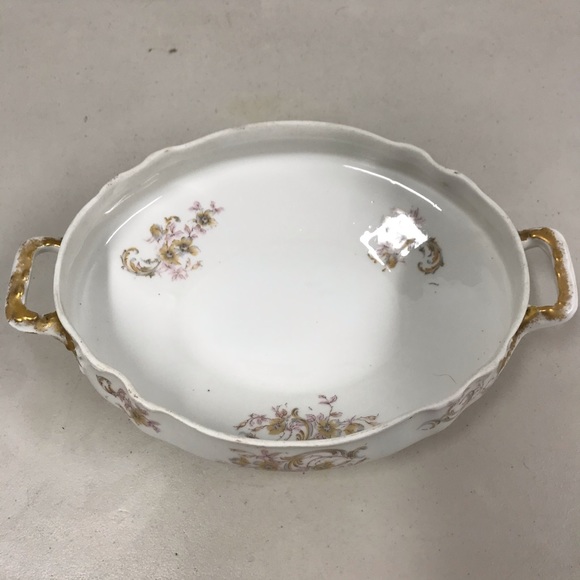 Haviland Limoges Lidded Tureen w Pink Flowers & Gold Trim France - Picture 5 of 9